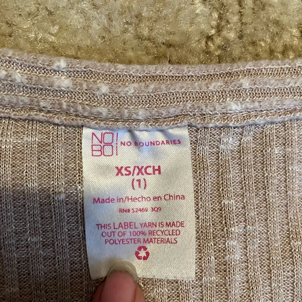 No Boundaries Tan Knit Sweater Buttonup Roll Sleeve Cardigan Lightweight - Picture 3 of 4